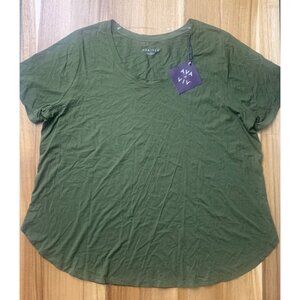 Ava & Viv Womens Olive Green Casual Summer Short Sleeve T-Shirt Plus Size 2X